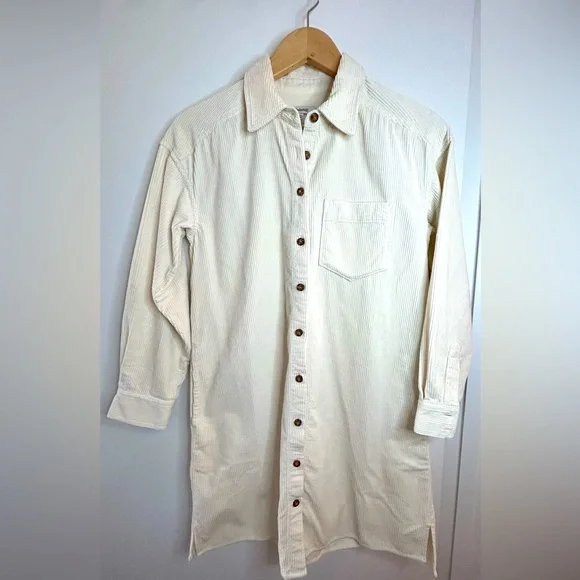 MADEWELL Mini Shirtdress, Corduroy, White/Cream, XXS - Picture 5 of 13